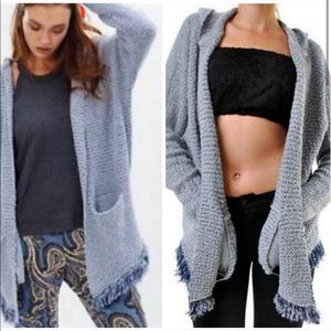 FREE PEOPLE Love Me Tender Hooded Fringe Cardigan
